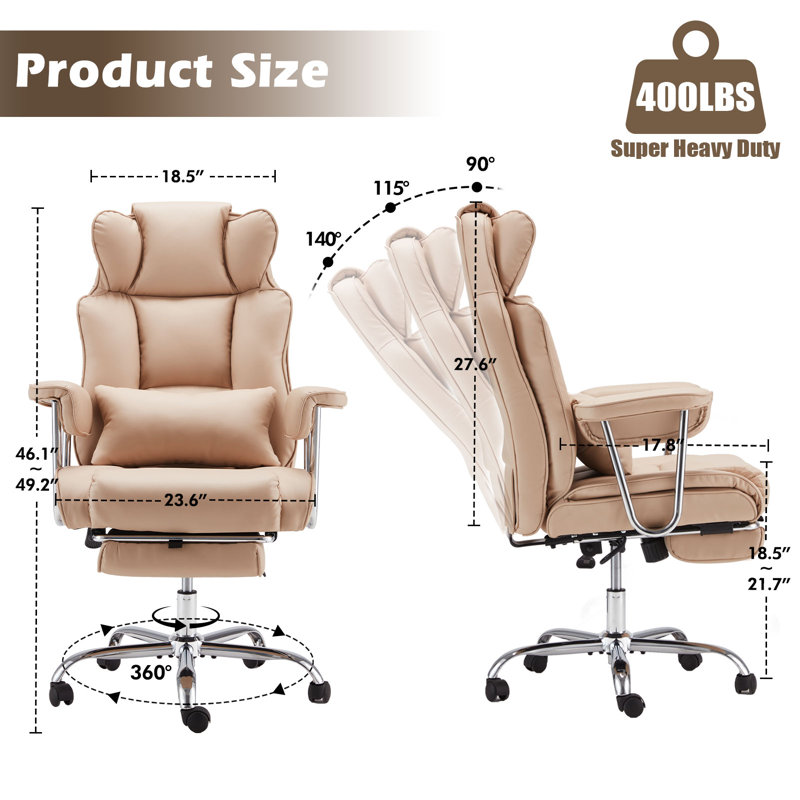 Inbox Zero Maaha 400lbs BIG Ergonomic Executive Chair with